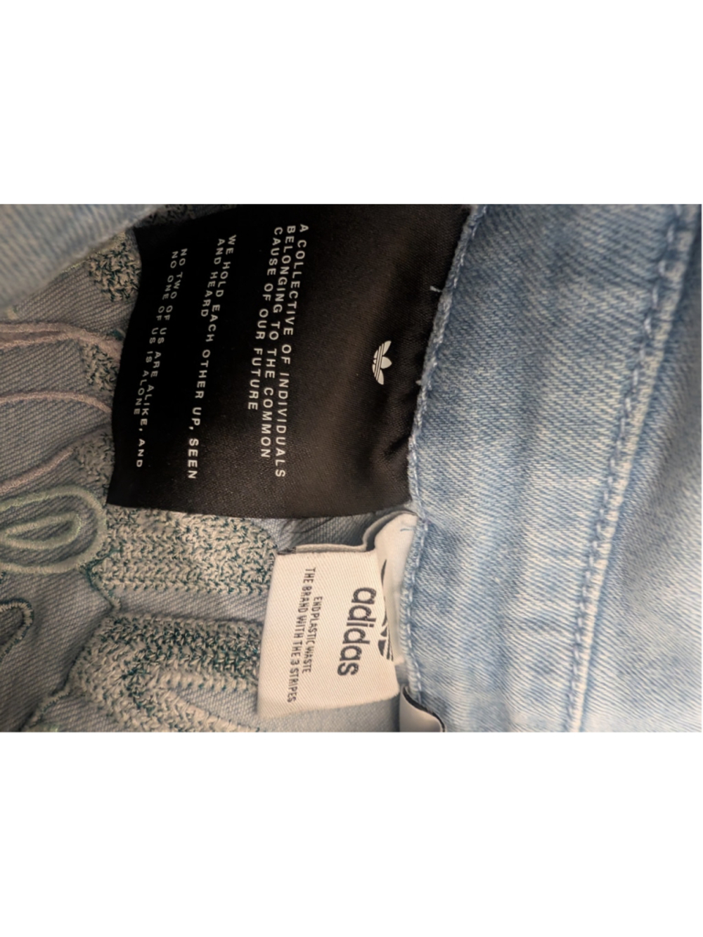 Adidas Light Blue Jean Always Original Denim Track Jacket Snap Buttons Oversized - Picture 10 of 14
